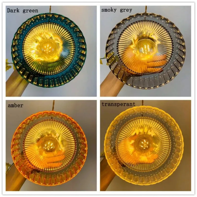 Amber Aged Brass Pendant Light