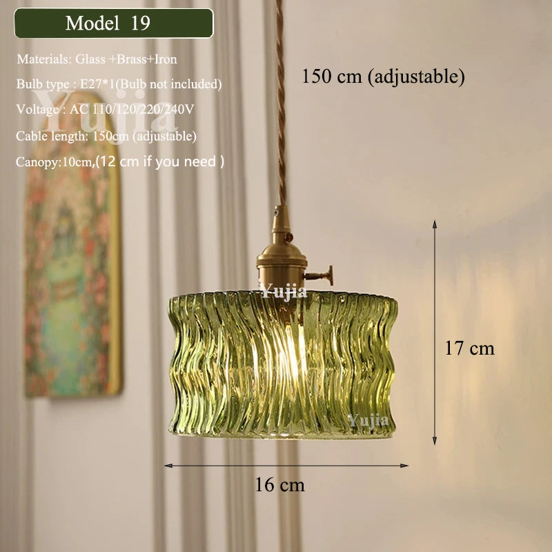 Verde Glass Brass Pendant