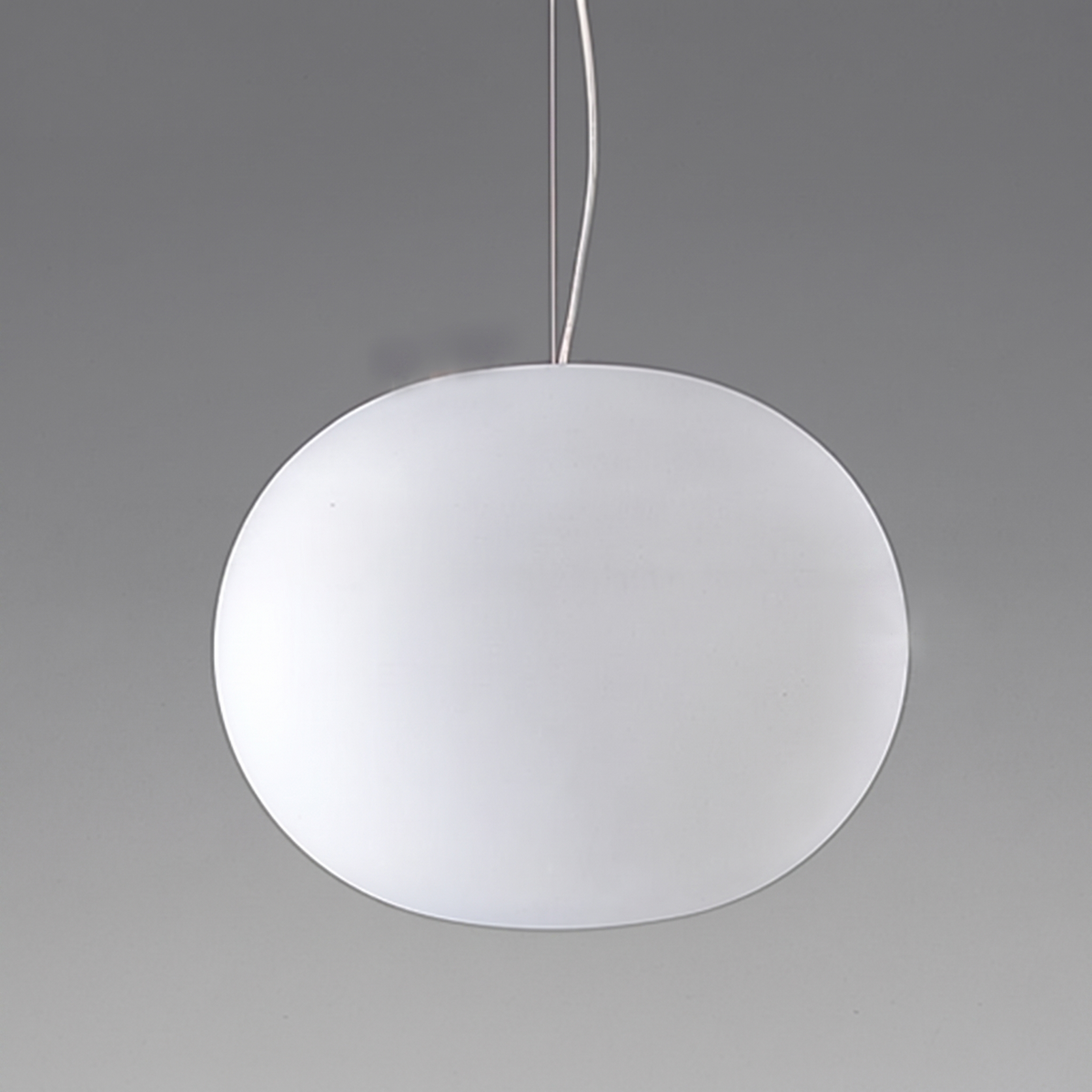 Milk Glass Oval Pendant on grey backdrop