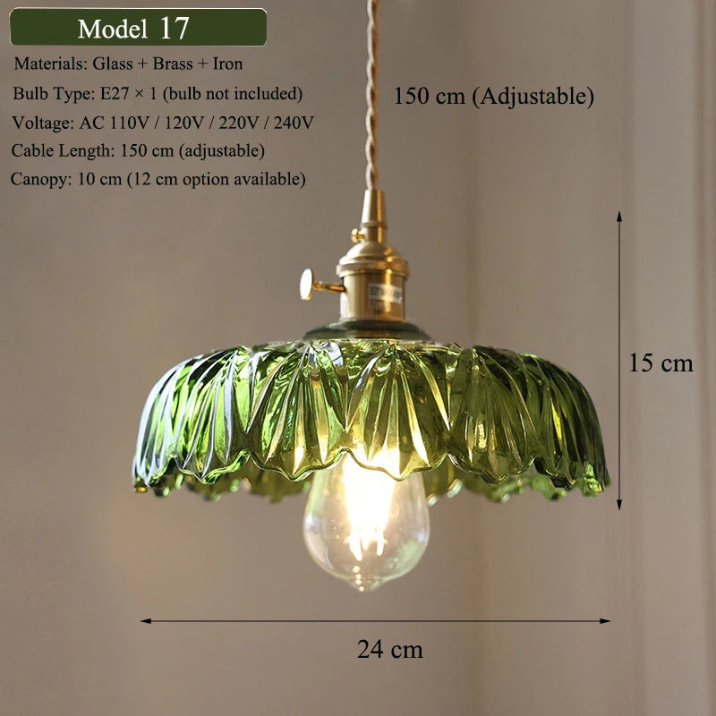 Verde Glass Brass Pendant
