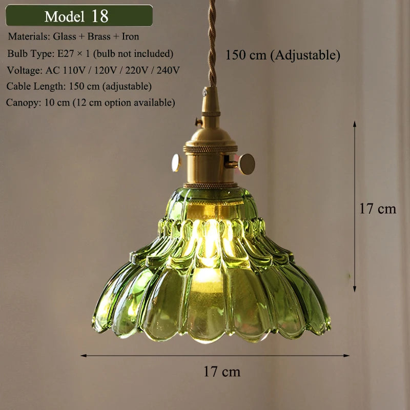Verde Glass Brass Pendant