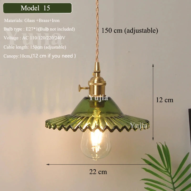 Verde Glass Brass Pendant