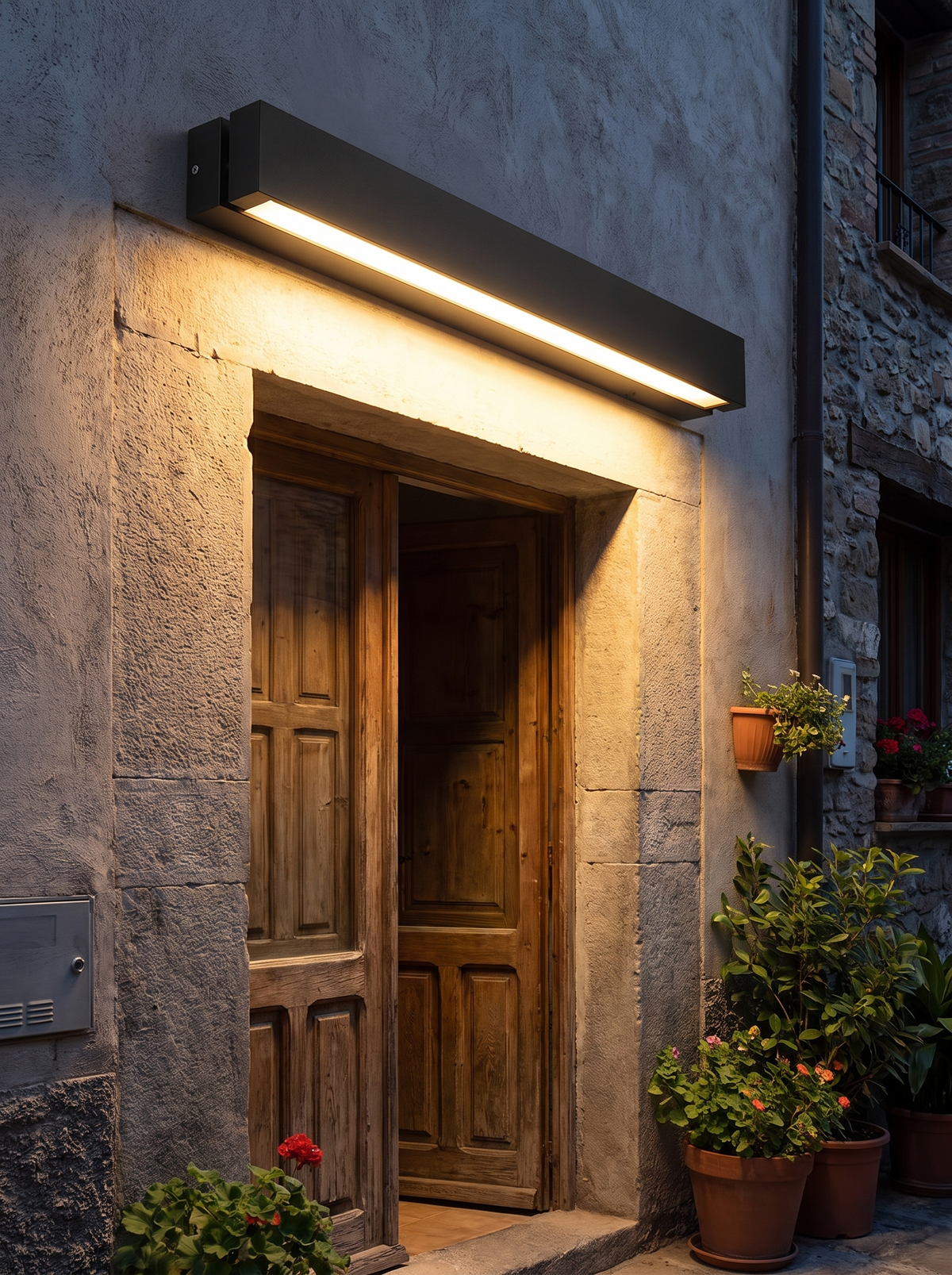 Black Strip LED Wall Light - in use