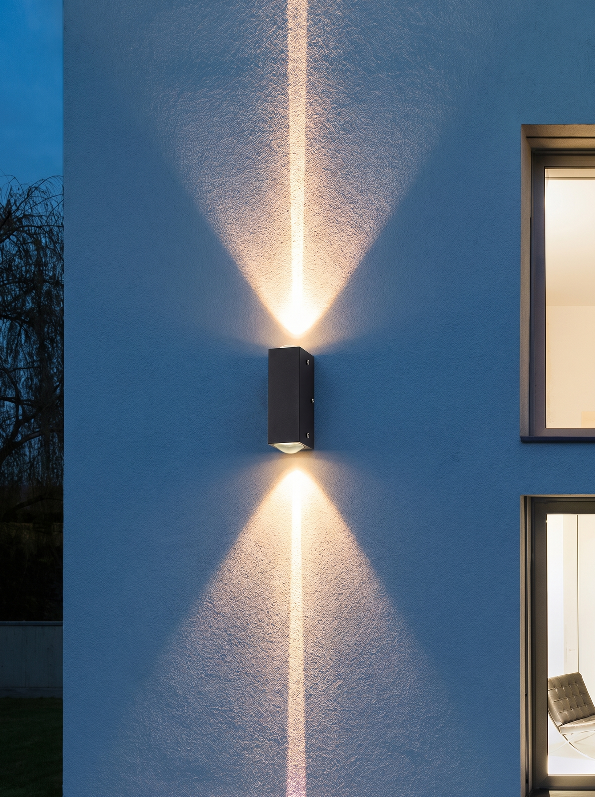 Black Up-Down Wall Light - in use